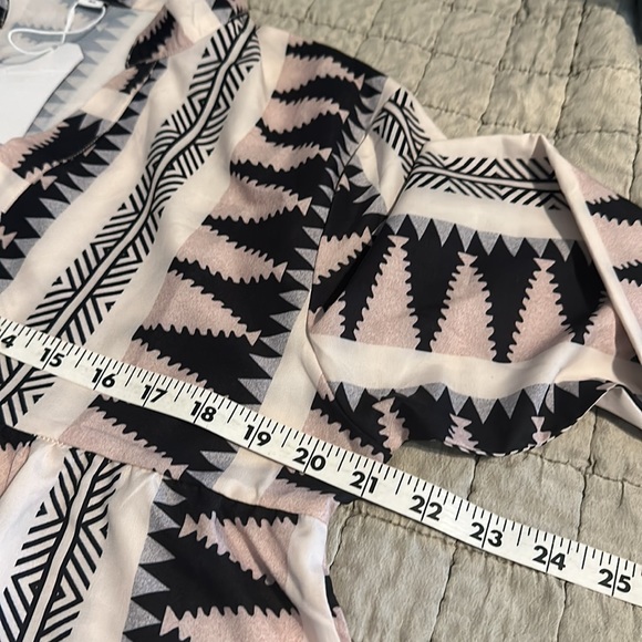 Dusty pink, black & cream dress XL - Picture 4 of 6